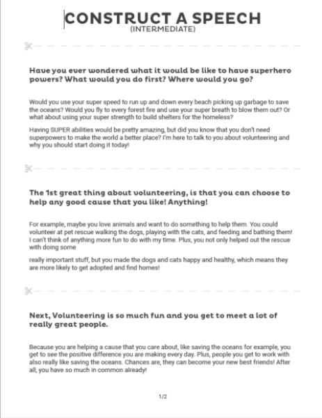 Activity Pieces Examples